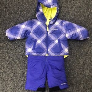 2pc. Kids snow suit, 12M, Purple/Yellow